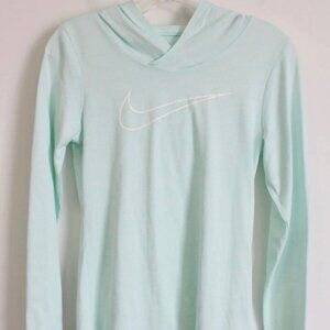 Nike Hoodie Womens Large Dri FIT Lightweight Long Sleeve Pullover Light Blue